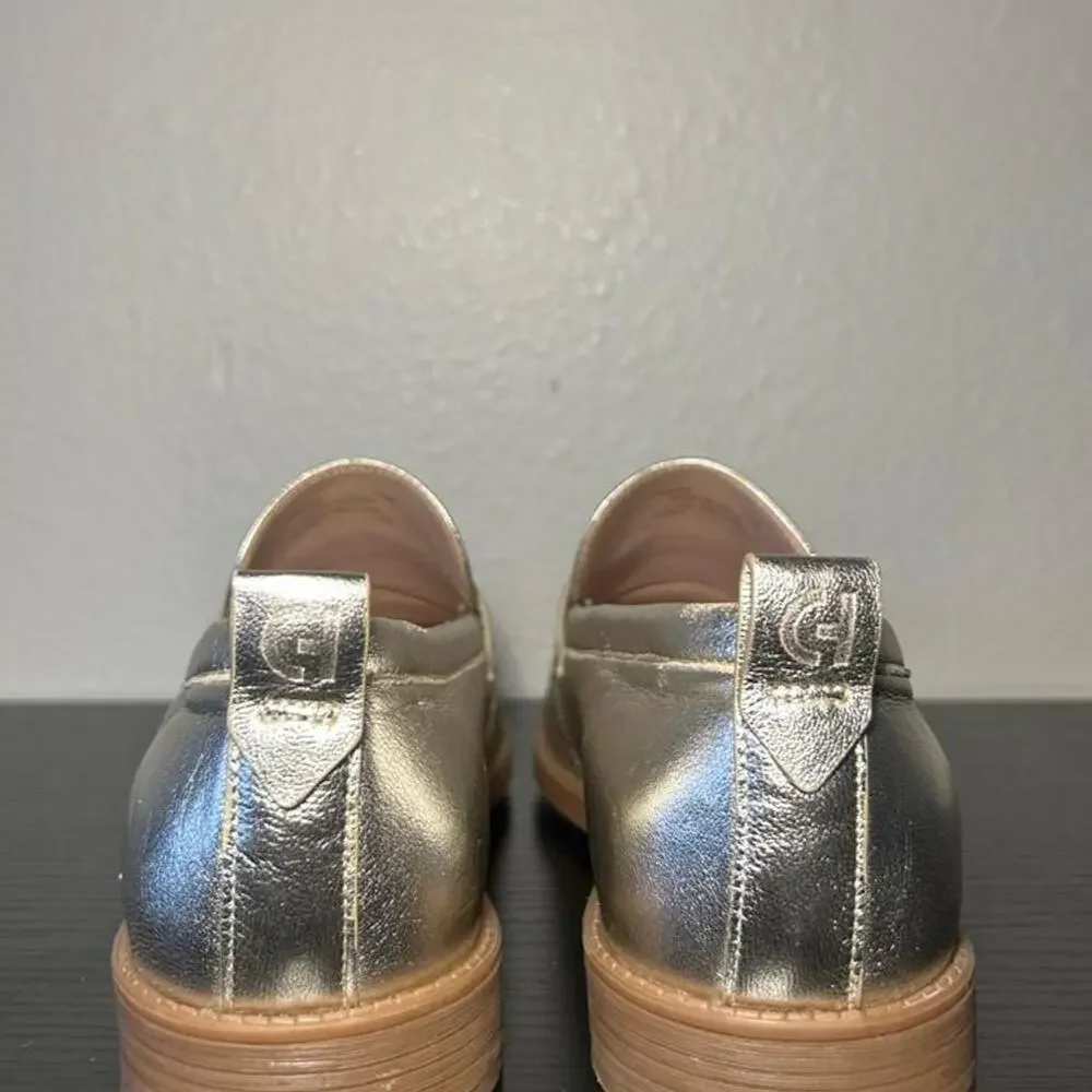 Cole haan gold metallic loafers